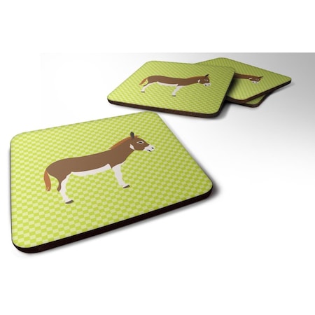 Miniature Mediterranian Donkey Green Foam Coaster, Set Of 4